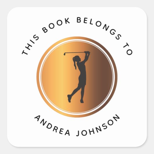 Golfer-Silhouette Golfer Buchzeichen Quadratischer Aufkleber (Vorderseite)