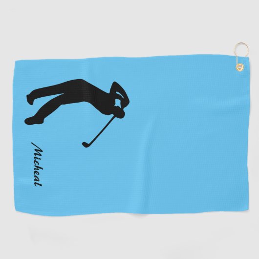 Golfer-Silhouette Golfhandtuch (Horizontal)