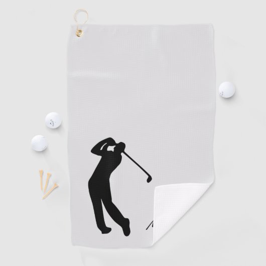 Golfer-Silhouette Grau-Monogramm Golfhandtuch (Insitu)