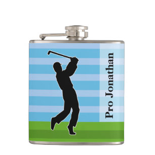 Golfer-Silhouette "Ihren Namen hinzufügen" Flachmann
