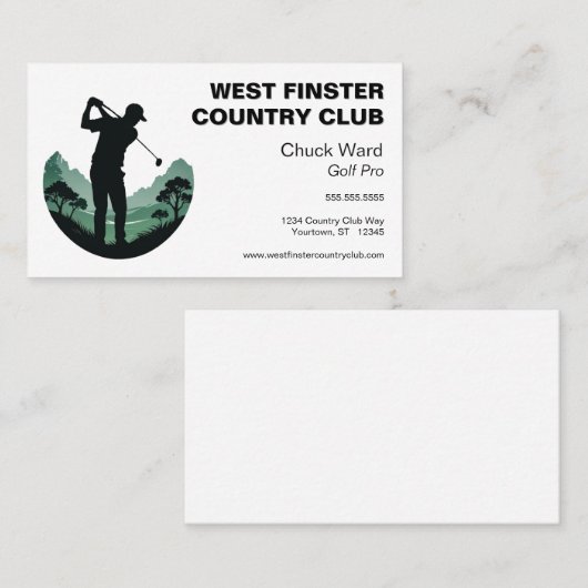 Golfer-Silhouette in Half Circle Golf Pro Visitenkarte (Vorne/Hinten)