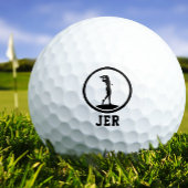 Golfer Silhouette Mit Monogramm Schwarzes Weibchen Golfball