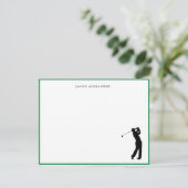 Golfer Silhouette Personalized Green Border Dankeskarte (Stehend Vorderseite)