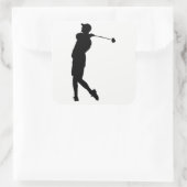 Golfer-Silhouette Quadratischer Aufkleber (Tasche)
