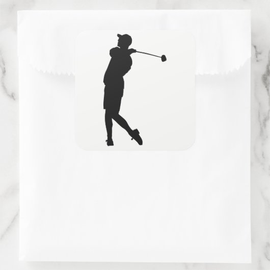 Golfer-Silhouette Quadratischer Aufkleber (Tasche)