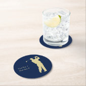 Golfer-Silhouette Runder Pappuntersetzer (Vor Ort)