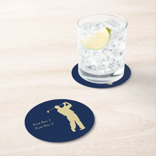 Golfer-Silhouette Runder Pappuntersetzer (Vor Ort)