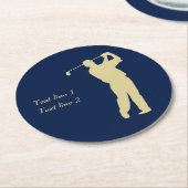 Golfer-Silhouette Runder Pappuntersetzer (Angewinkelt)
