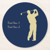 Golfer-Silhouette Runder Pappuntersetzer (Vorderseite)
