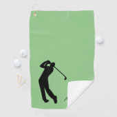 Golfer-Silhouette Schwarz-Grün-Monogramm Golfhandtuch (Insitu)