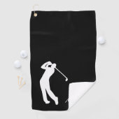 Golfer-Silhouette Schwarz-weiß Monogramm Golfhandtuch (Insitu)