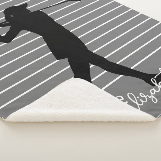 Golfer-Silhouette Schwarzer Monogramm-Name Sherpadecke (3/4)