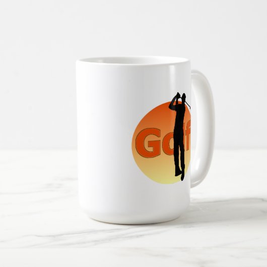 Golfer Silhouette Sunset Kaffeetasse (VorderseiteRechts)