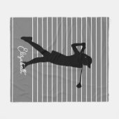 Golfer Silhouette Weibliche Monogramm Name Grau Sc Fleecedecke (Vorderseite (Horizontal))
