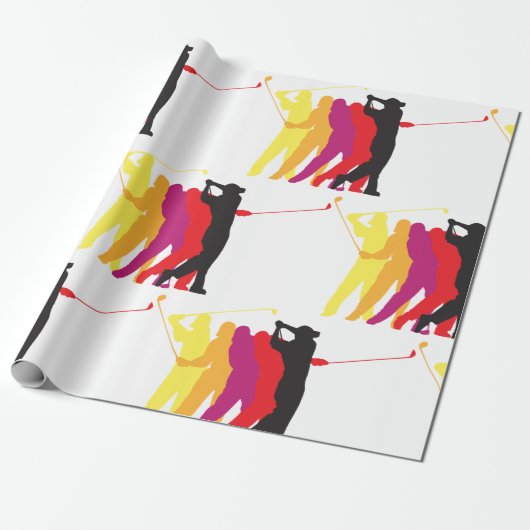 Golfer-Silhouetten Geschenkpapier (Ungerollt)