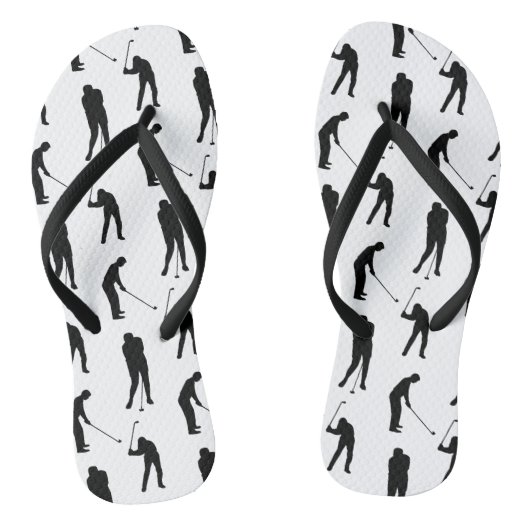 Golfer Silhouettes Black and White Pattern Badesandalen (Fußbett)