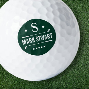 Golfer Simple Monogram Golfball mit Namen
