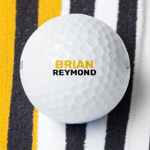 Golfer Simple Yellow Bold Name Golfball