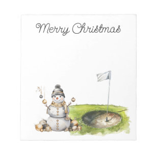 Golfer Snowman auf dem Golfplatz Notizblock