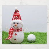 Golfer Snowman mit Golfball auf Weihnachten Urlaub Schaumweinetikett (Einzelnes Label)