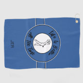 Golfer Spaß T-Shirt Time Sport Monogram Blau Golfhandtuch (Horizontal)