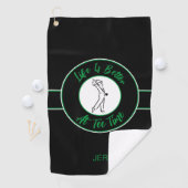 Golfer Spaß T-Shirt Time Sport Monogram Schwarz & Golfhandtuch (Insitu)