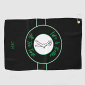Golfer Spaß T-Shirt Time Sport Monogram Schwarz & Golfhandtuch (Horizontal)