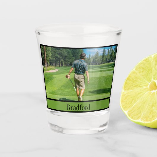 Golfer Spieler Foto und Name Vater Opa etc. Schnapsglas (Vorderseite)