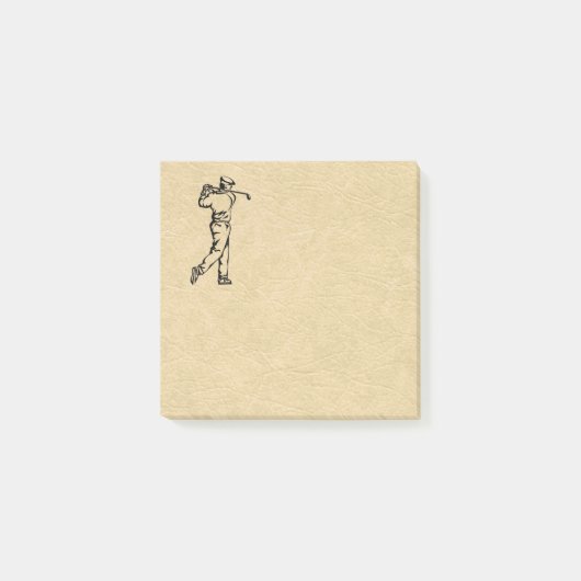 Golfer Sport Design Leather Look Post-it Klebezettel (Vorderseite)