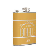 Golfer Sport Golfplatz Zitat Klassischer Spaß Gelb Flachmann (Rechts)