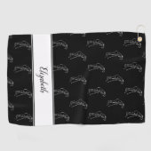 Golfer Sports Pro Muster für ihren Namen Schwarz-w Golfhandtuch (Horizontal)