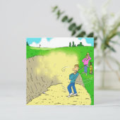 Golfer steckt in einem Bunker-Cartoon (Stehend Vorderseite)