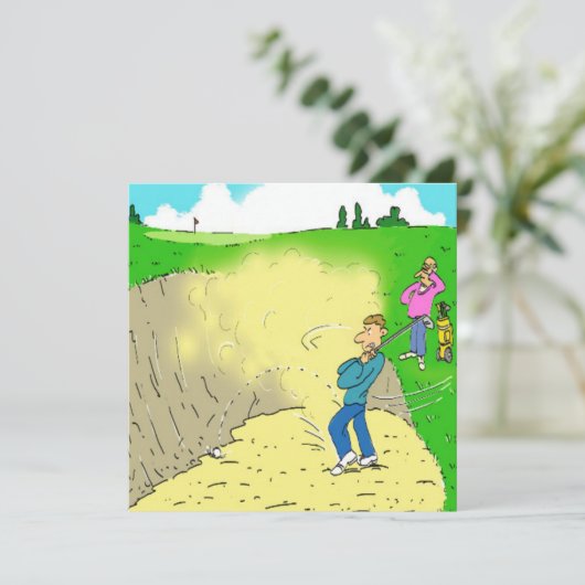 Golfer steckt in einem Bunker-Cartoon (Stehend Vorderseite)