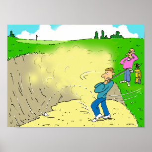 Golfer steckt in einem Bunker Poster