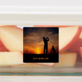 Golfer Sunset individuelle Name Etiketten (Befestigt)