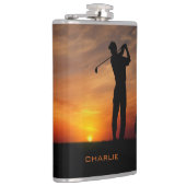 Golfer Sunset individuelle Name Flachmann (Rechts)