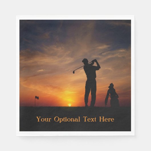 Golfer Sunset-Papierservietten Serviette (Vorderseite)