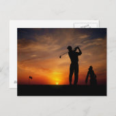 Golfer Sunset Postkarte (Vorne/Hinten)