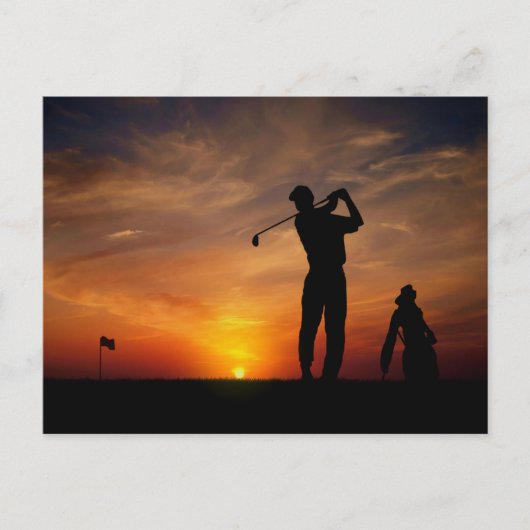 Golfer Sunset Postkarte (Vorderseite)