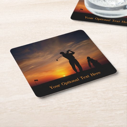 Golfer Sunset Untersetzer für benutzerdefiniertes  (angewinkelt)
