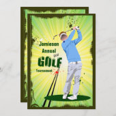 Golfer Swing Golf Club Golfturnier Einladung (Vorne/Hinten)