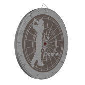 Golfer Swinging Club Gray Brown Golf Personalisier Dartscheibe (Vorderseite Links)