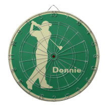 Golfer Swinging Club Green Khaki Golf Personalisie