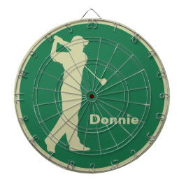 Golfer Swinging Club Green Khaki Golf Personalisie Dartscheibe