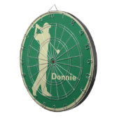 Golfer Swinging Club Green Khaki Golf Personalisie Dartscheibe (Vorderseite rechts)
