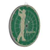 Golfer Swinging Club Green Khaki Golf Personalisie Dartscheibe (Vorderseite Links)