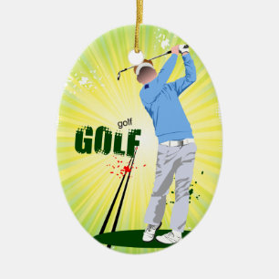 Golfer Swinging Golf Club Gelbes Grün Keramikornament