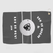 Golfer T-Shirt Es Mit Monogramm Grauer Sportspiele Golfhandtuch (Horizontal)