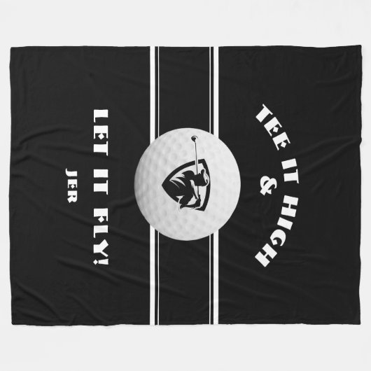 Golfer T-Shirt Hoch Mit Monogramm Schwarzer Sport Fleecedecke (Vorderseite (Horizontal))