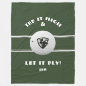 Golfer Tee hoch Monogramm Grün Sport individuell Fleecedecke (Vorderseite)